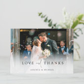 Einfache Elegante Foto Hochzeit Dankeskarte (Stehend Vorderseite)