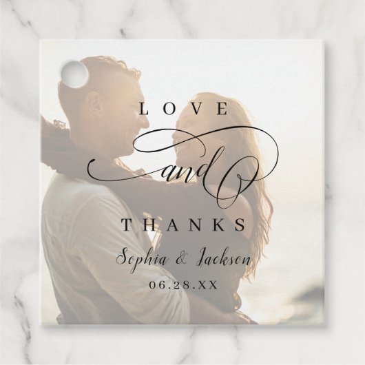 Einfache, elegante Foto-Hochzeit Geschenkanhänger (Vorderseite)