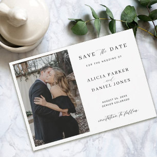 Einfache, elegante Foto-Hochzeit Save The Date