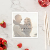 Einfache, elegante Foto-Hochzeit Serviette (Beispiel)