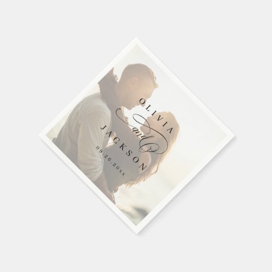 Einfache, elegante Foto-Hochzeit Serviette (Ecke)