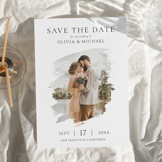 Einfache elegante Foto-Hochzeit - Termin vormerken Save The Date