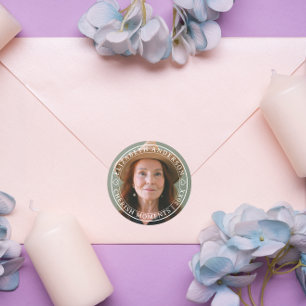 Einfache Elegante Foto Klassische Schrift Runder Aufkleber