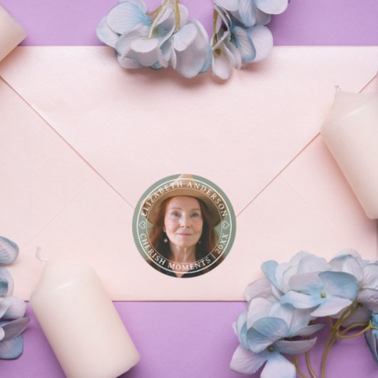 Einfache Elegante Foto Klassische Schrift Runder Aufkleber