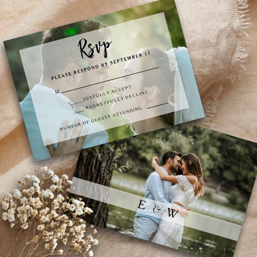 Einfache Elegante Foto Overlay-RSVP-Karte RSVP Karte