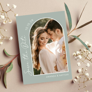 Einfache Elegante Foto Sage Green Wedding Save The Date