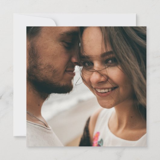 Einfache elegante Foto Square Hochzeit Einladung (Rückseite)