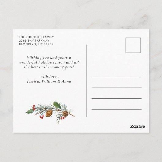 Einfache Elegante FOTO Weihnachten Gruß Postkarte (Rückseite)