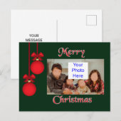 Einfache Elegante Foto Weihnachtskarte Postkarte (Vorne/Hinten)