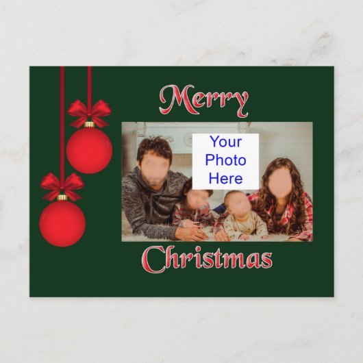 Einfache Elegante Foto Weihnachtskarte Postkarte (Vorderseite)