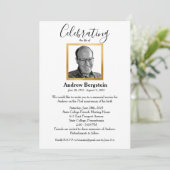 Einfache elegante Gedenkfeier zum Foto des Lebens Einladung (Stehend Vorderseite)