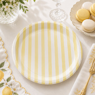 Einfache elegante gelbe gestreifte Sommer-Baby-Par Pappteller