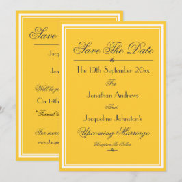 Einfache, elegante, gelbe Save the Date Hochzeit Ankündigung