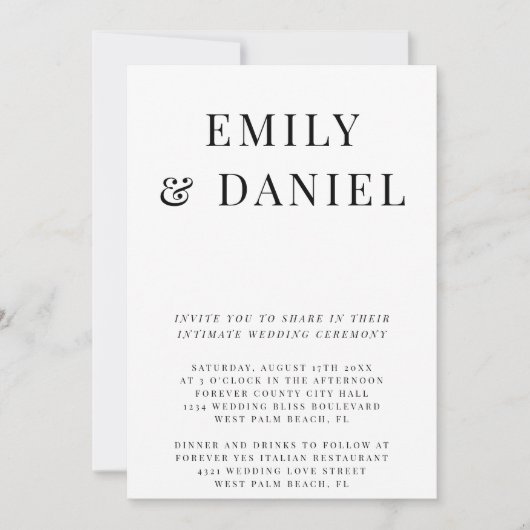 Einfache, elegante, gemütliche Hochzeit Einladung (Vorderseite)