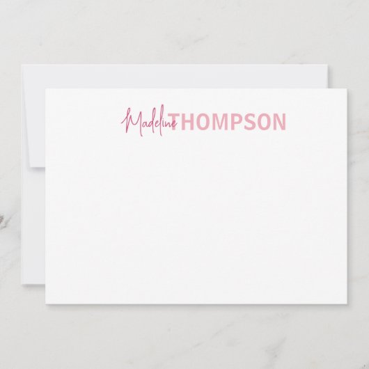 Einfache Elegante Girly Blush Rosa Name Mitteilungskarte (Vorderseite)
