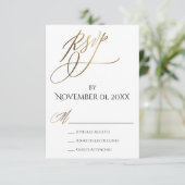 Einfache, elegante, glatte Goldtypografie RSVP Karte (Stehend Vorderseite)