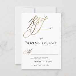 Einfache, elegante, glatte Goldtypografie RSVP Karte