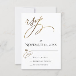 Einfache, elegante, glatte Goldtypografie RSVP Karte