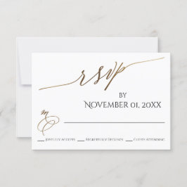 Einfache, elegante, glatte Goldtypografie RSVP Karte