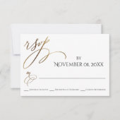Einfache, elegante, glatte Goldtypografie RSVP Karte (Vorderseite)