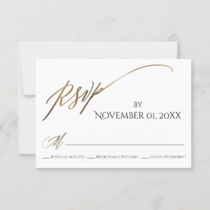 Einfache, elegante, glatte Goldtypografie RSVP Karte