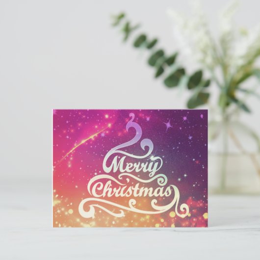 Einfache Elegante Glitzer Tree Frohe Weihnachten (Stehend Vorderseite)