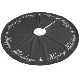 Einfache Elegante glückliche Ferien Schwarz & Weiß Fleece Weihnachtsbaumdecke