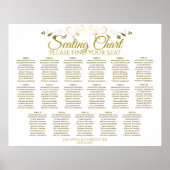Einfache elegante Gold 17 Table Wedding Seating Ch Poster (Vorne)