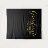 Einfache Elegante Gold Black Graduation Party Wandteppich (Vorderseite (Horizontal))