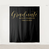 Einfache Elegante Gold Black Graduation Party Wandteppich (Vorderseite)