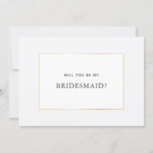 Einfache elegante Gold Bridesmaid Vorschlagskarte Save The Date