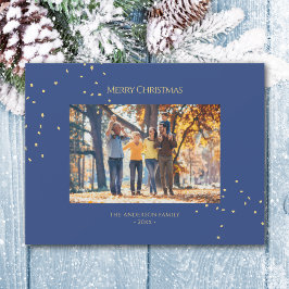 Einfache Elegante Gold Confetti Holiday Foto Card Magnetkarte