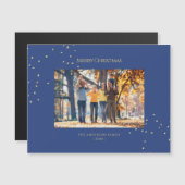 Einfache Elegante Gold Confetti Holiday Foto Card Magnetkarte (Vorne/Hinten)