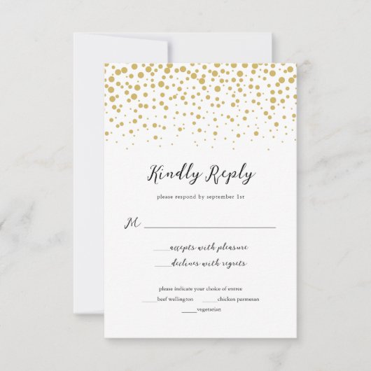 Einfache elegante Gold Confetti Wedding Response C RSVP Karte (Vorderseite)