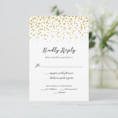 Einfache elegante Gold Confetti Wedding Response C RSVP Karte (Stehend Vorderseite)