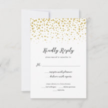 Einfache elegante Gold Confetti Wedding Response C
