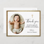 Einfache elegante Gold Cross Baby-Taufe Postkarte (Vorne/Hinten)