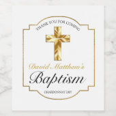 Einfache elegante Gold Cross Boys Taufe Weinetikett (Einzelnes Label)