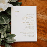 Einfache elegante Gold Cross Kalligraphie Taufe Einladung<br><div class="desc">Unsere Einfache Elegant Gold Cross Kalligrafie Taufe Einladung verfügt über ein Imitat Goldfolie Kreuz,  gepaart mit modernen und schönen Goldfolien-Kalligraphie-Skript.</div>