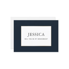 Einfache elegante Gold Dark Navy Blue Bridesmaid C Save The Date