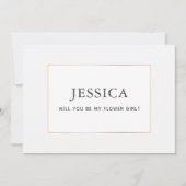 Einfache Elegante Gold Flower Girl Vorschlag Card Save The Date (Vorderseite)