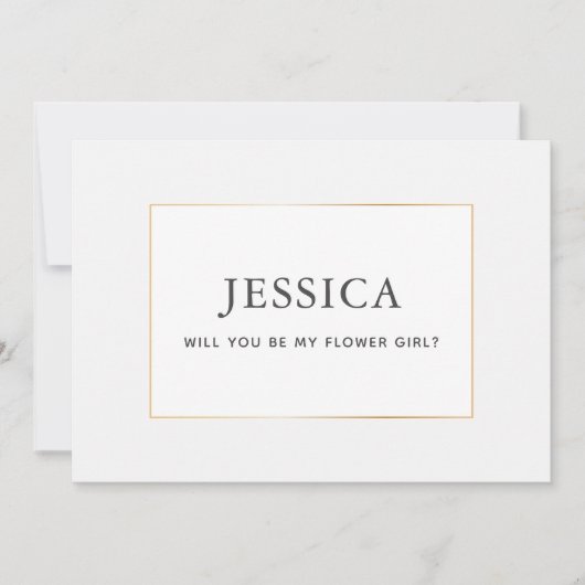 Einfache Elegante Gold Flower Girl Vorschlag Card Save The Date (Vorderseite)