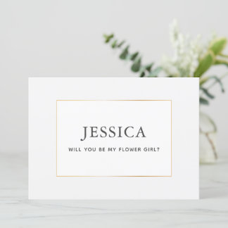 Einfache Elegante Gold Flower Girl Vorschlag Card Save The Date
