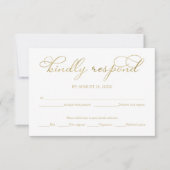 Einfache elegante Gold Foil Script-Hochzeit RSVP-K RSVP Karte (Vorderseite)