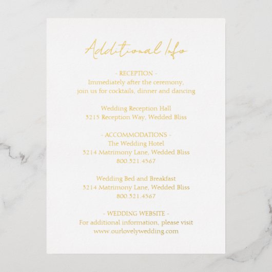 Einfache Elegante Gold Foil Wedding Card Folie Einladungspostkarte (Vorderseite)