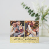 Einfache Elegante Gold Frame 2 Foto Weihnachten (Stehend Vorderseite)