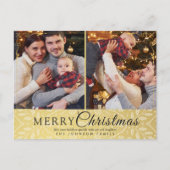 Einfache Elegante Gold Frame 2 Foto Weihnachten (Vorderseite)