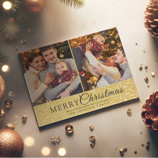 Einfache Elegante Gold Frame 2 Foto Weihnachten