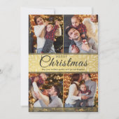 Einfache Elegante Gold Frame 4 Foto Weihnachten (Vorderseite)