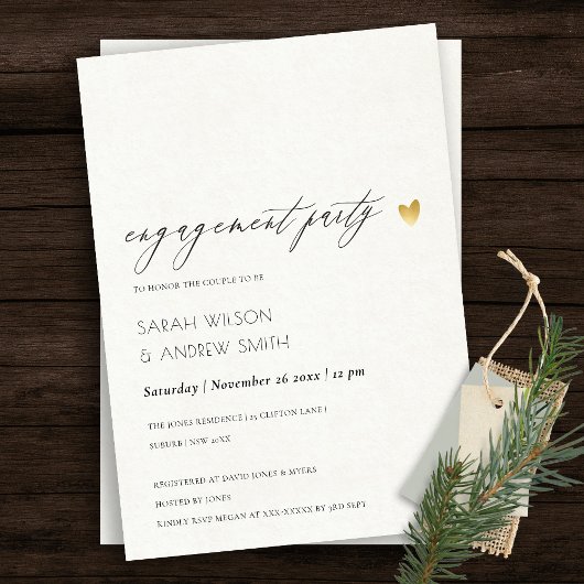 EINFACHE ELEGANTE GOLD GRAY TYPOGRAPHIE-VERLOBUNG EINLADUNG